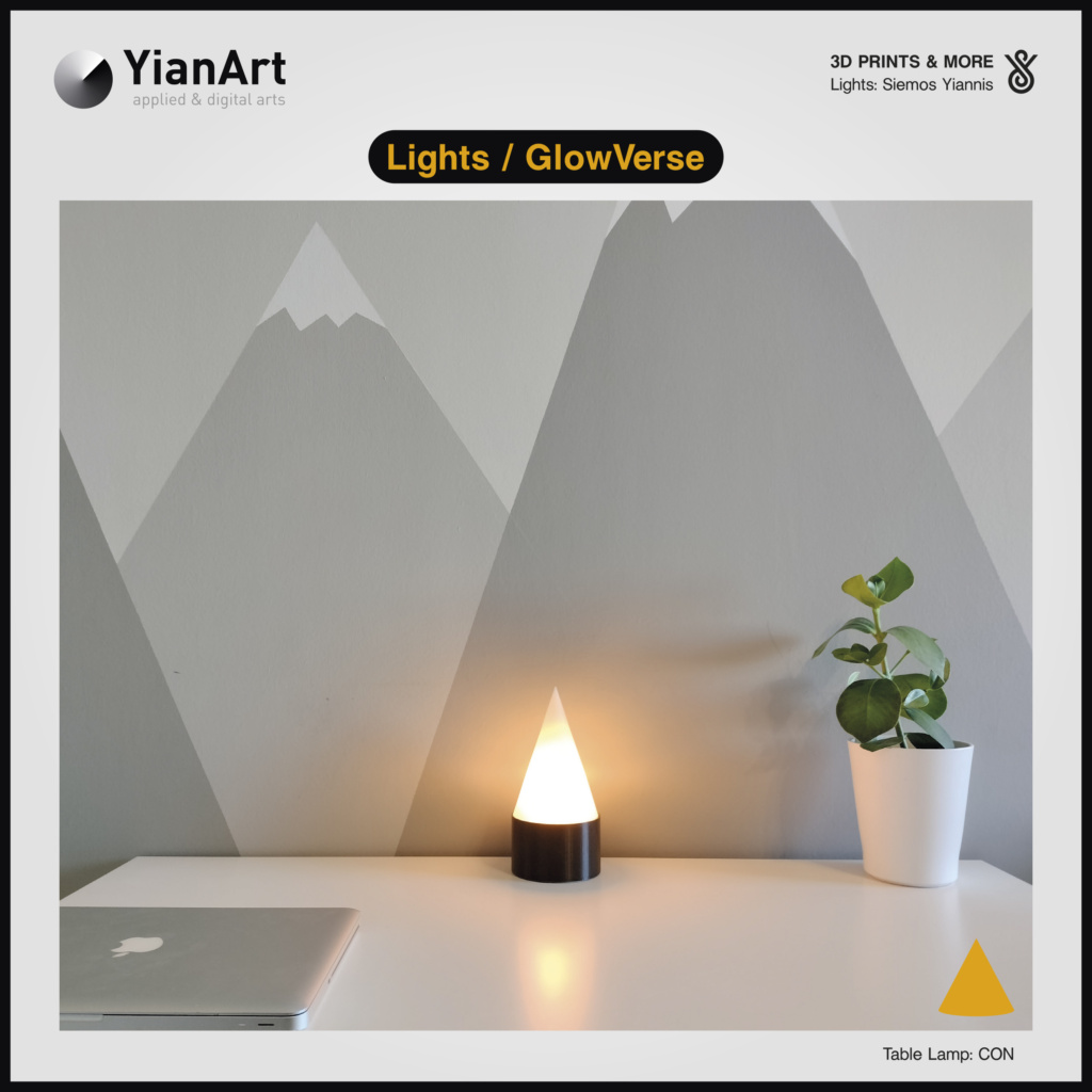 GlowVerse-3D Printed Lighting and Art - Table Lamp: CON