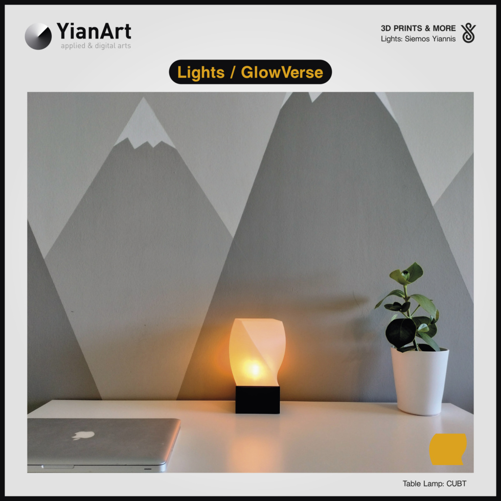GlowVerse-3D Printed Lighting and Art - Table Lamp: CUBT