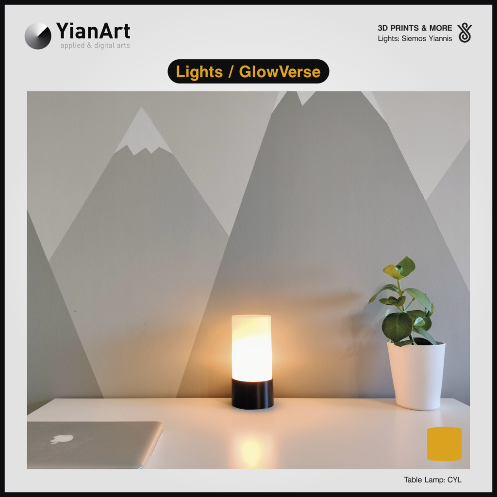 GlowVerse-3D Printed Lighting and Art - Table Lamp: CYL