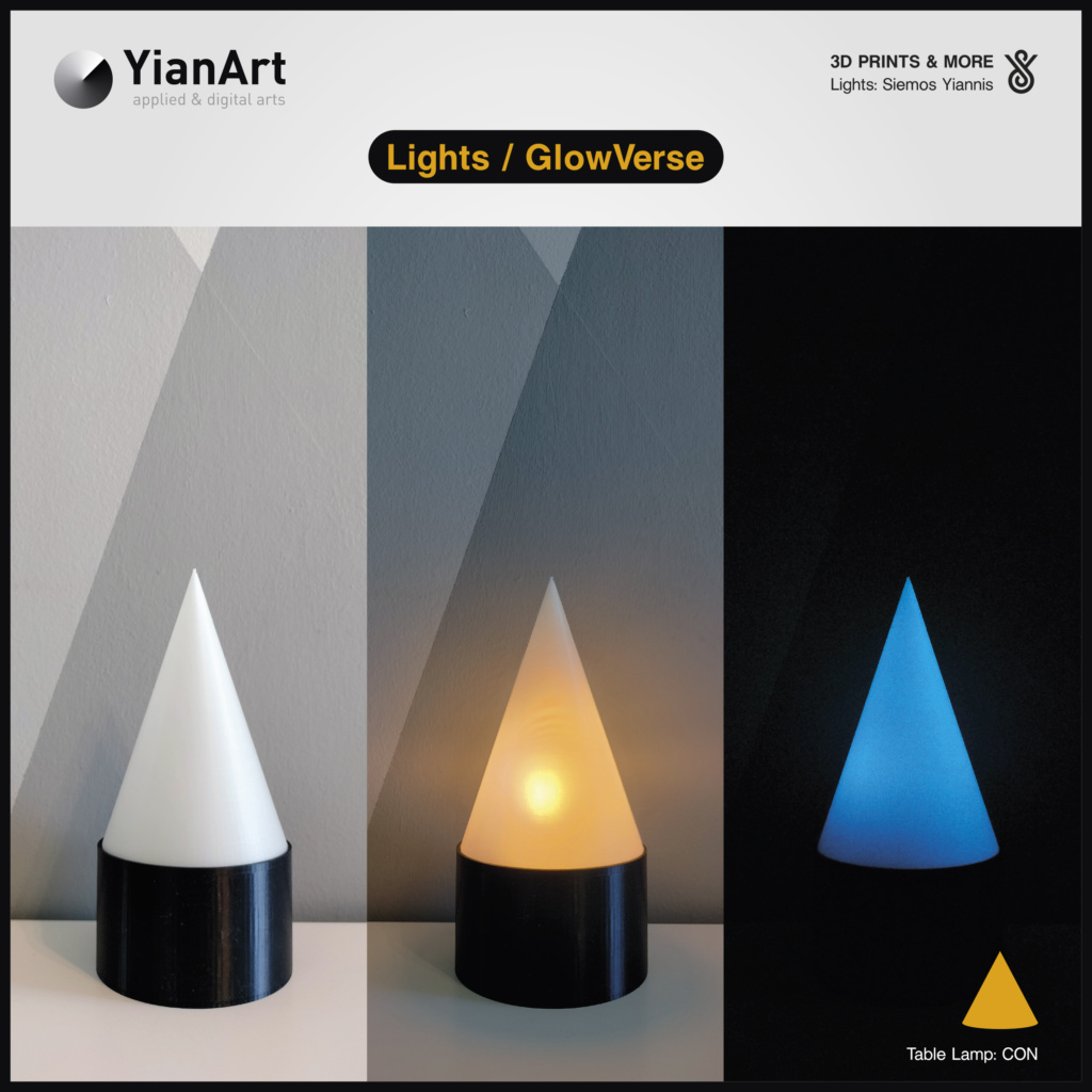 GlowVerse-3D Printed Lighting and Art - Table Lamp: CON