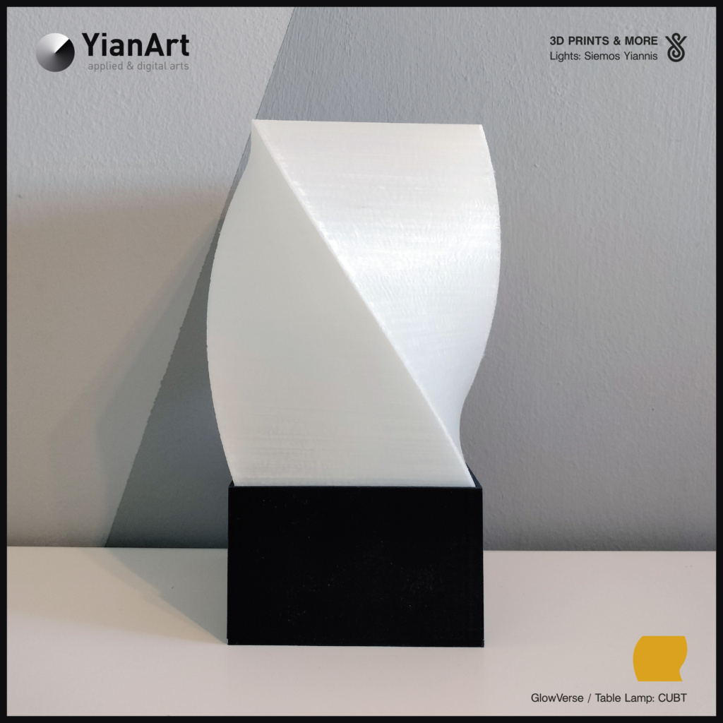 GlowVerse-3D Printed Lighting and Art - Table Lamp: CUBT (Lights OFF)