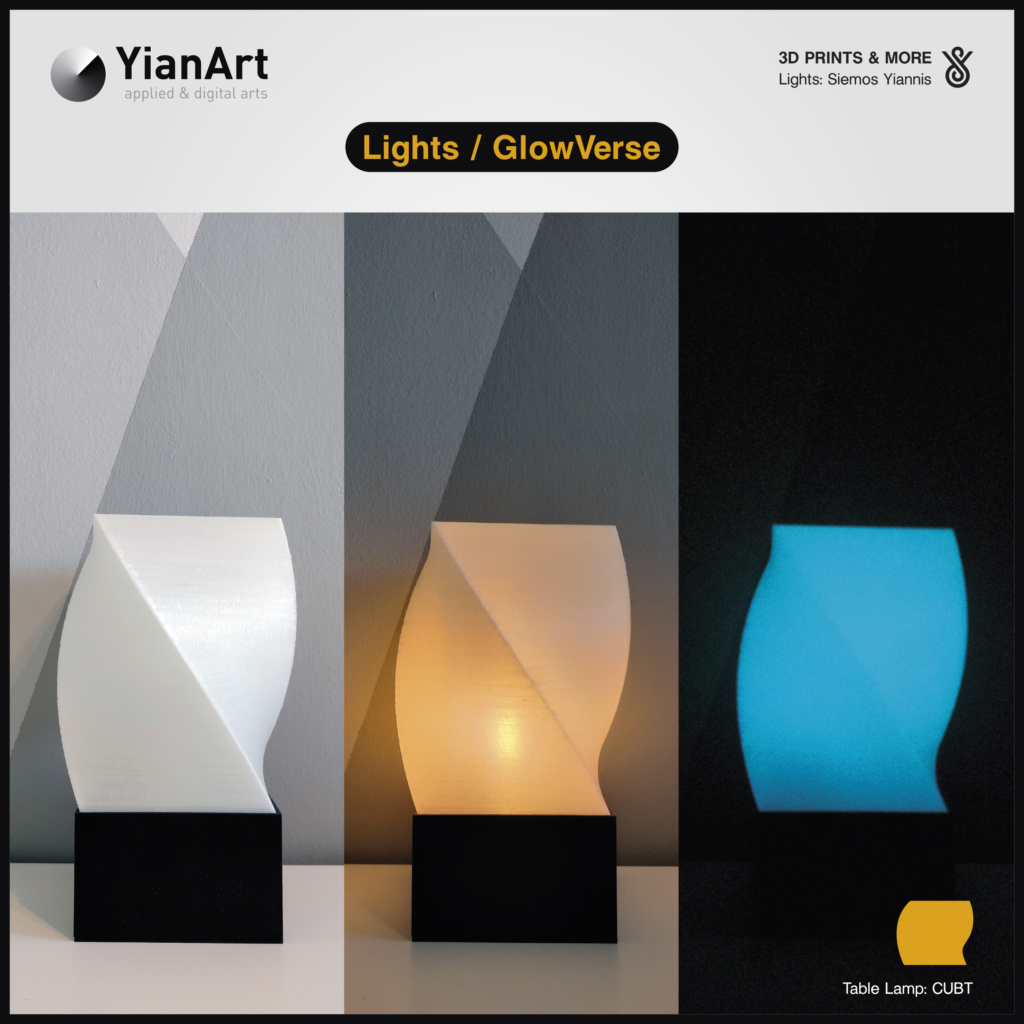 GlowVerse-3D Printed Lighting and Art - Table Lamp: CUBT