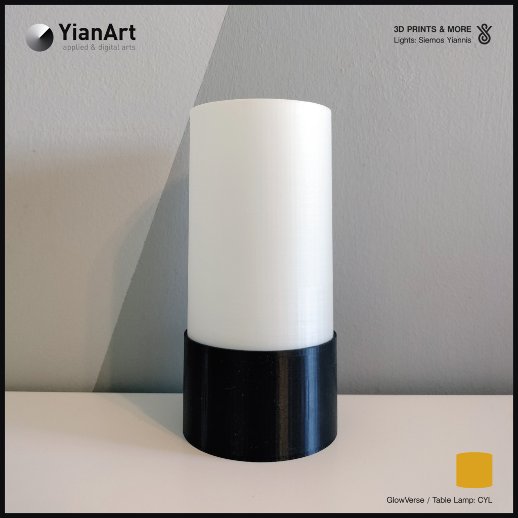 GlowVerse-3D Printed Lighting and Art - Table Lamp: CYL (Lights OFF)