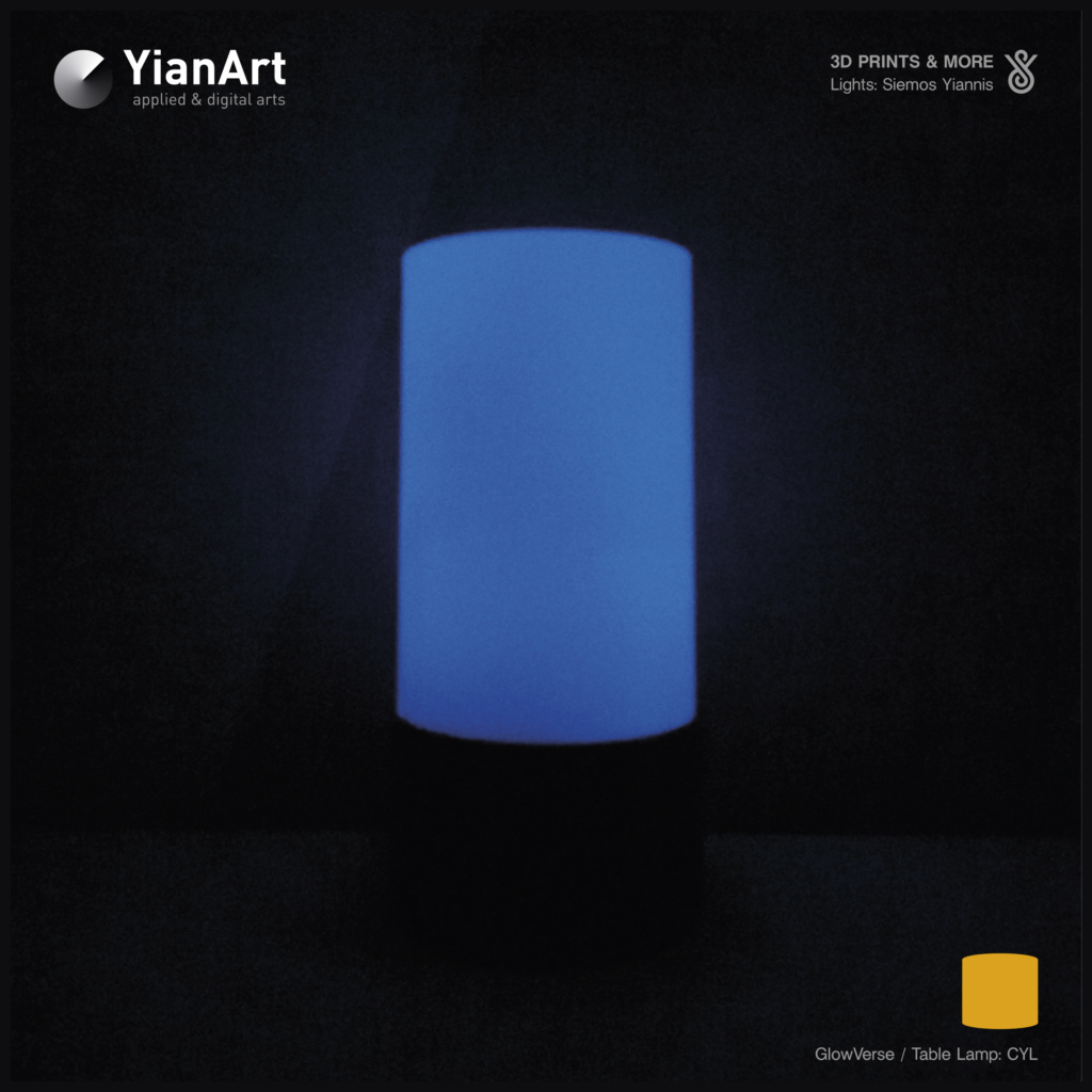 GlowVerse-3D Printed Lighting and Art - Table Lamp: CYL (GLOW)