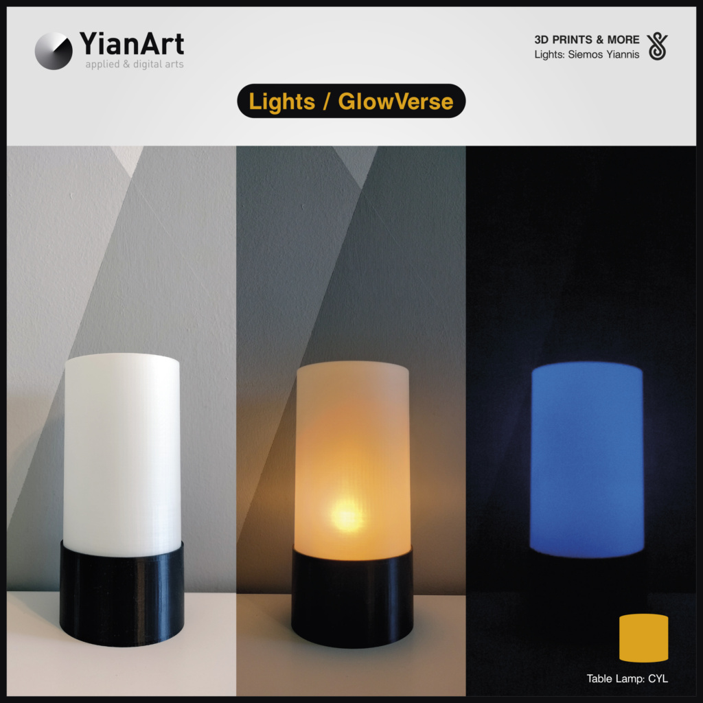 GlowVerse-3D Printed Lighting and Art - Table Lamp: CYL