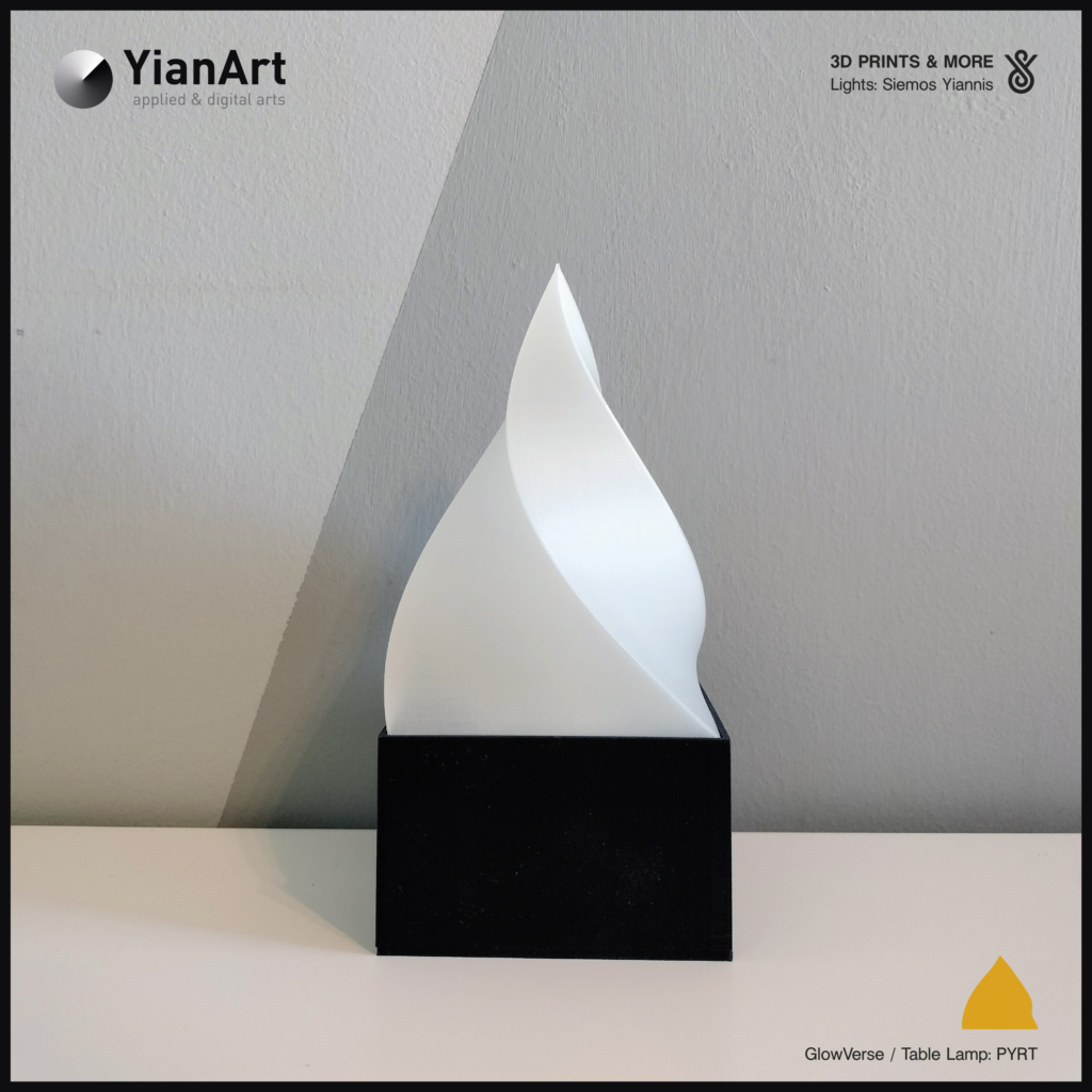 GlowVerse-3D Printed Lighting and Art - Table Lamp: PYRT (Lights OFF)