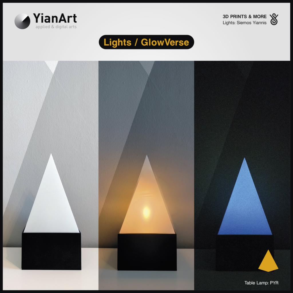 GlowVerse-3D Printed Lighting and Art - Table Lamp: PYR