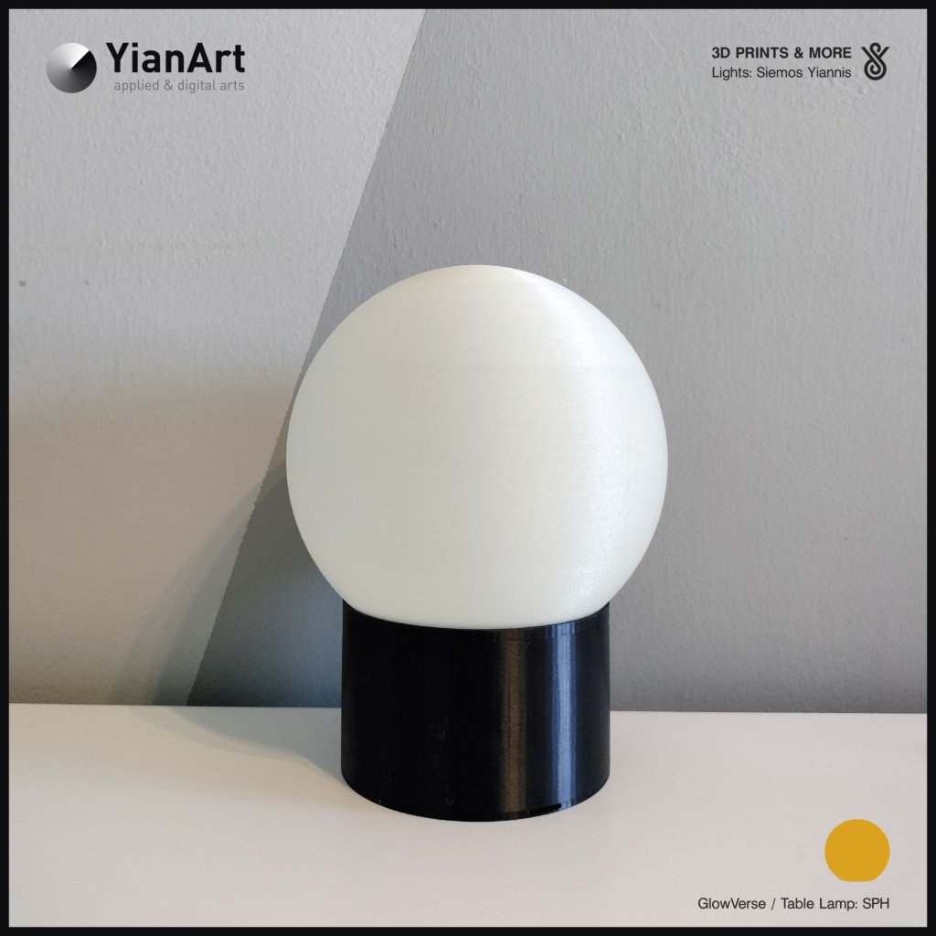 GlowVerse-3D Printed Lighting and Art - Table Lamp: SPH (Lights OFF)