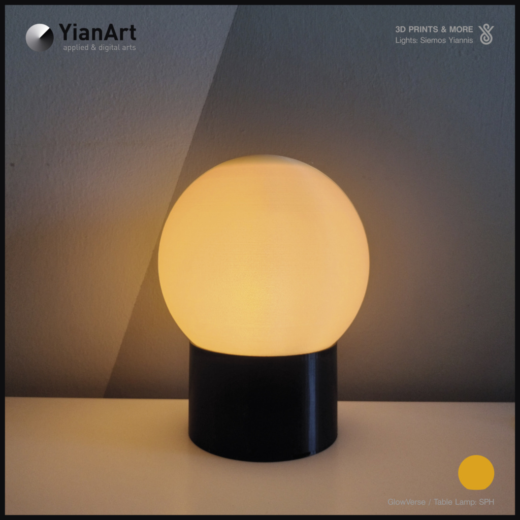 GlowVerse-3D Printed Lighting and Art - Table Lamp: SPH (Lights ON)